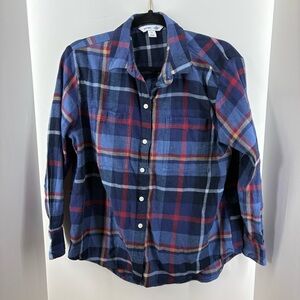 Old Navy Blue, Green, and Yellow Plaid Button-Front Shirt, Women's Size M